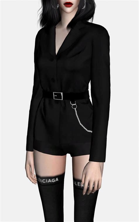 Rona Sims Belted Single Jacket Set • Sims 4 Downloads