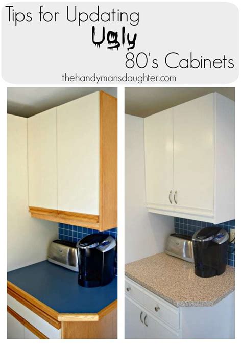 Many outdated kitchens were built to include walls and walls of upper cabinetry to house dishes and cookware. Tips for Updating Melamine Cabinets with Oak Trim - The ...