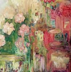 An Abstract Painting With Flowers And Vases