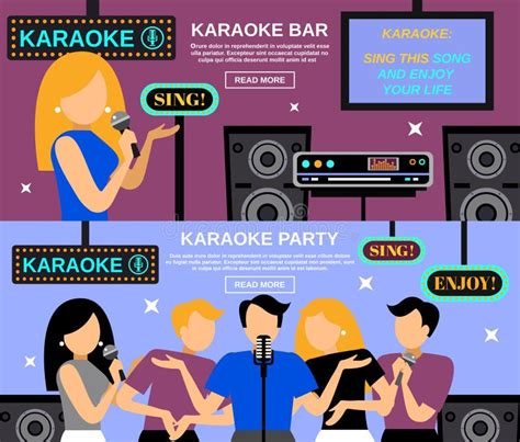 Karaoke Banner Set Stock Vector Illustration Of Advertising 60467972