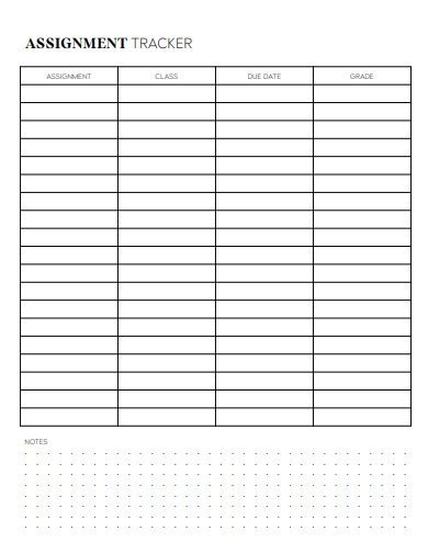 Free 10 Assignment Tracker Samples In Pdf Ms Word