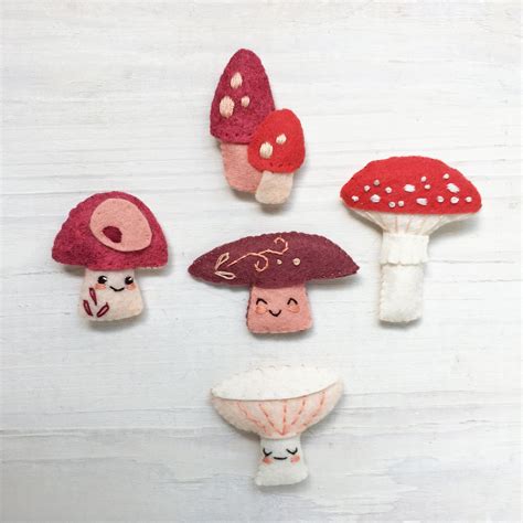 Felt Mushrooms Pdf Pattern Download Svg File Plush Sewing Etsy