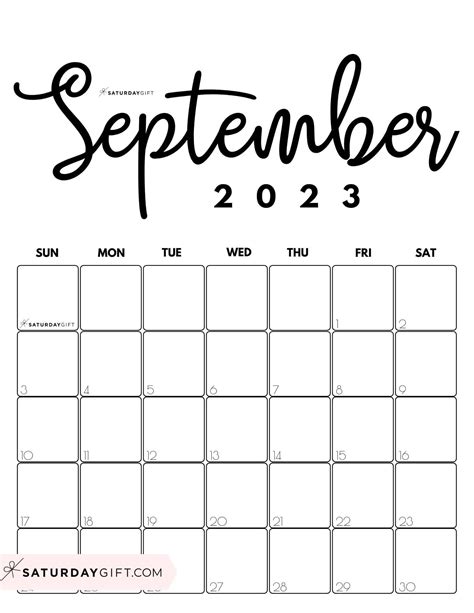 Free Printable Calendar September 2023 Cute Pelajaran