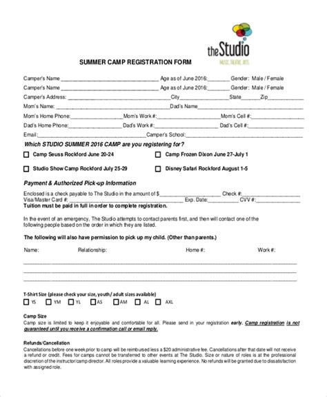 FREE Sample Camp Registration Forms In PDF Excel Word