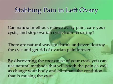 Pregnancy can result in lower back pain on left side because the weight gain stresses the lumbar spine. Stabbing Pain In Left Ovary