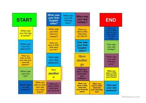 Board Game Past Simple Of The Verb To Be Verb Worksheets Verb