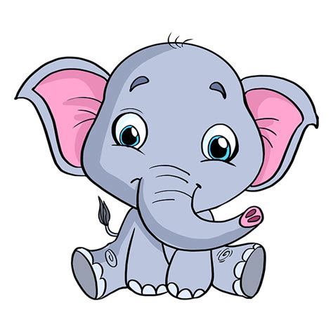 How To Draw A Cute Baby Elephant Step By Step