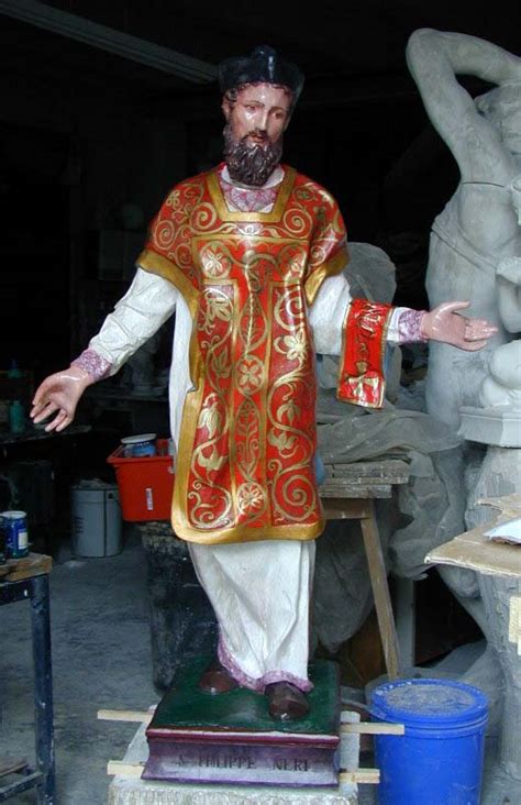 Carlo borromeo (sx) e s. San Filippo Neri: scultura sacra in resina dipinta