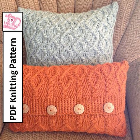 Cable Knit Pillow Cover Pattern Pdf Knitting Pattern Knitted Cushion