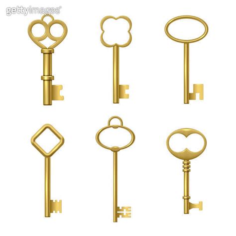 Vintage Golden Keys Different Shape Luxury Antique Ornate For Unlock