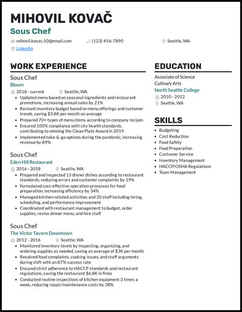 7 Chef Resume Examples To Get You Hired In 2024