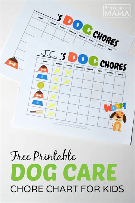 Free Printable Dog Care Chore Chart For Kids Chore Chart Kids Charts