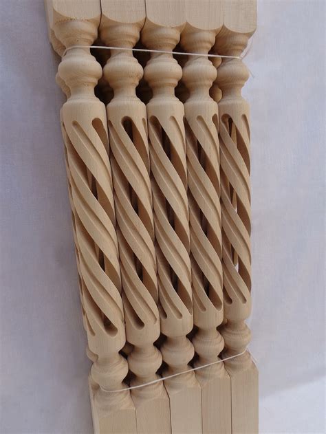 Stair Balusters Open Spiral Design Carved Wooden Spindles Etsy Uk