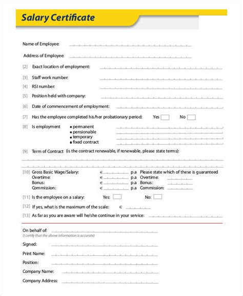 Salary Certificate Formats 16 Printable Word Excel PDF