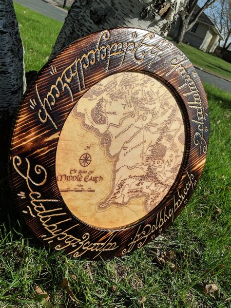 Lord Of The Rings Map With Elvish Frame The Ring Of Power Etsy
