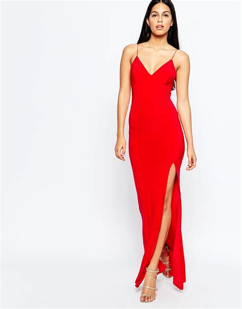 Lyst Club L Slinky Fishtail Maxi Dress In Red