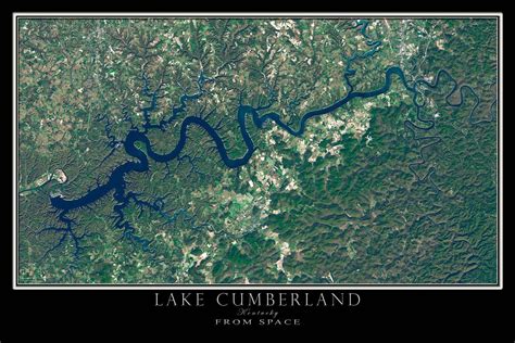 The Lake Cumberland Kentucky Satellite Poster Map Lake Cumberland