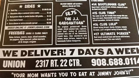 Jimmy Johns Menu Prices Meal Items And Details Menu Restaurant Fast