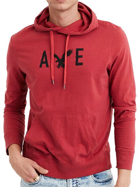 New American Eagle Mens Graphic Hoodie Tee Red Xl 3143 6
