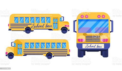 A Set Of Yellow School Buses Isolated On A White Background Design
