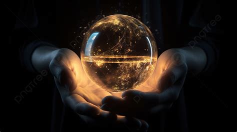 Man Is Holding A Glowing Crystal Ball Background 3d Rendering Hand