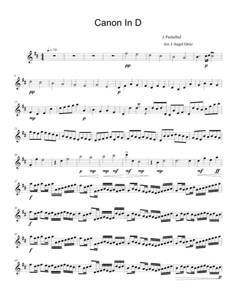 Canon In D For Violin Sheet Music Johann Pachelbel Violin Solo