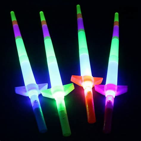 1 Pc Led Glow Stick Sword Four Section Adjustable Extendable Flashing