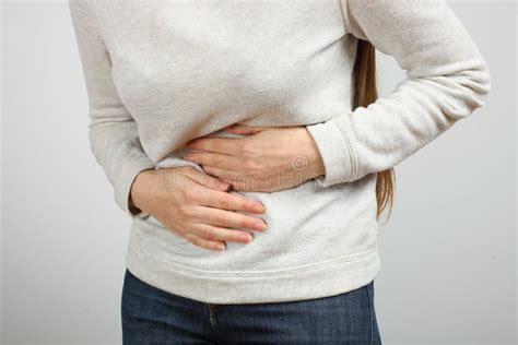 Woman With Abdominal Pain Stock Image Image Of Stomach 136866135
