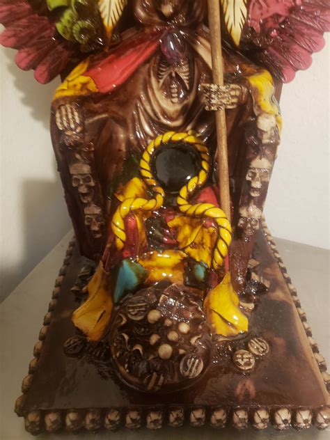 Santa Muerte Aztec Sitting Statue 15 Inches Etsy