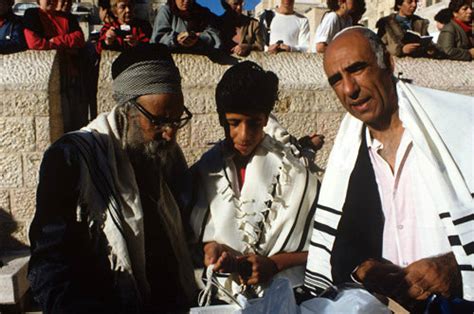 Israel Jerusalem Sephardic Bar Mitzvah The Rabbi With The Boy And His