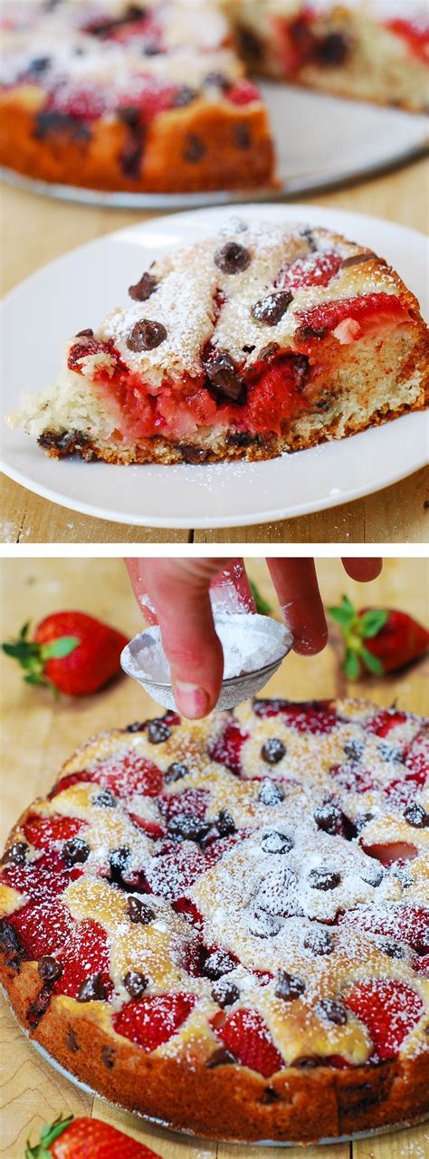 1/8th of recipe (1 heaping cup): Strawberry chocolate chip cake. Colorful, easy to prepare ...