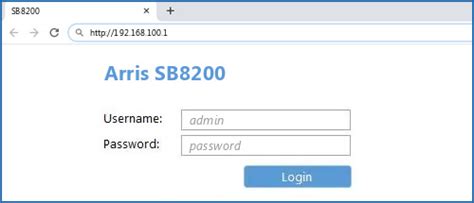 Arris Sb8200 Default Login Ip Default Username And Password