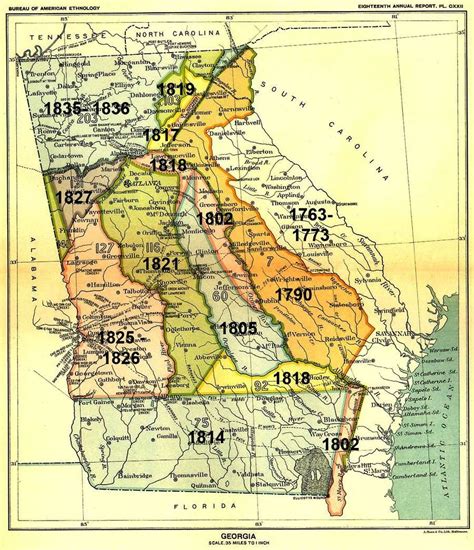 Indian Land Cessions Creek Indian Georgia History Genealogy Map