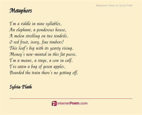 Metaphors Poem by Sylvia Plath