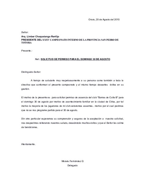 Carta Solicitud De Permiso