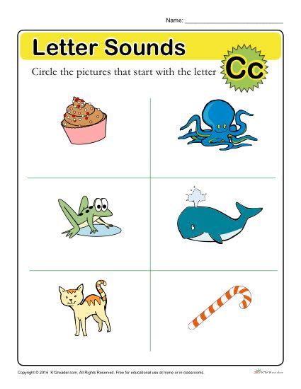 Letter Sounds C Preschool Letter Worksheet