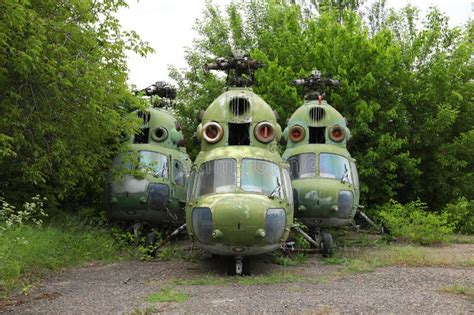 Abandoned Damaged Russian Military Helicopter Mil Mi 2 Hoplite Broken