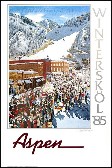 Aspens Winterskol 1985 Ski Lodge Decor Poster By Linda Roberts