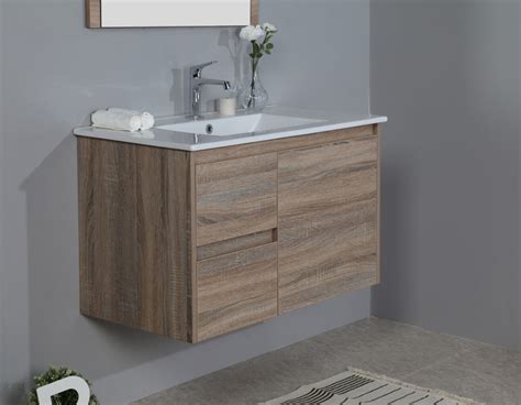 900mm Oak Wall Hung Vanity Cabinet Only Rio Bathroom Warehouse