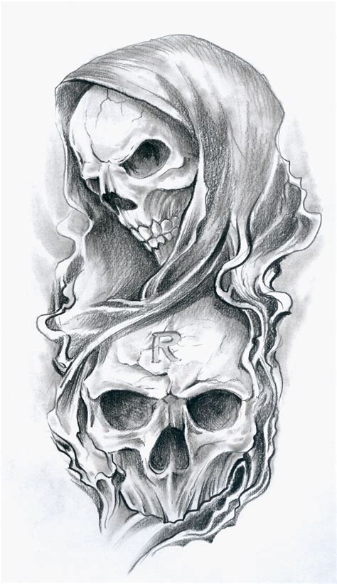 Download Free Aztec Skull Tattoo Designs Grey Ink Death