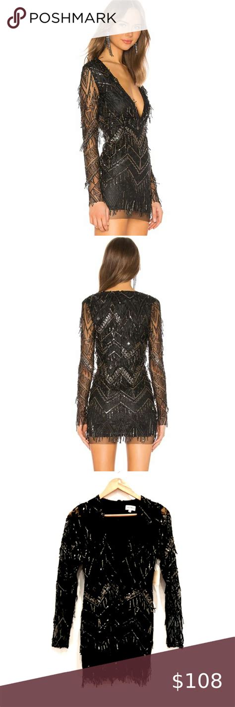 New Revolve Super Down Black Nia Sequin Fringe Dress Sz Xs Fringe Dress Clothes Design Dress
