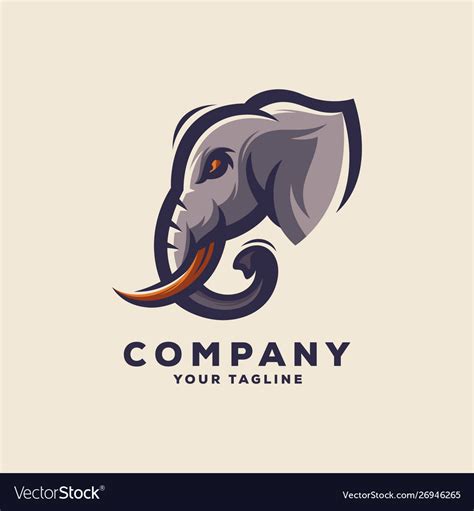 Awesome Elephant Head Logo Design Royalty Free Vector Image