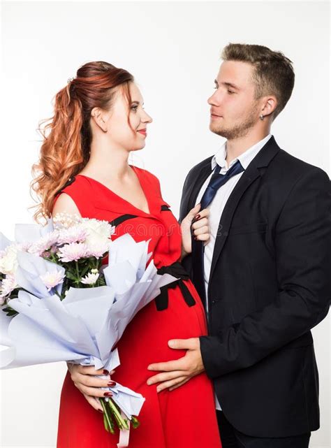 Guy Gave A Bouquet To A Pregnant Girlfriend On A Date Couple Meeting