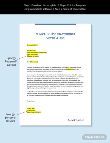 December 10, 2020 | by the resume genius team | reviewed by samuel johns, cprw. Clinical Nurse Practitioner Cover Letter Template [Free ...