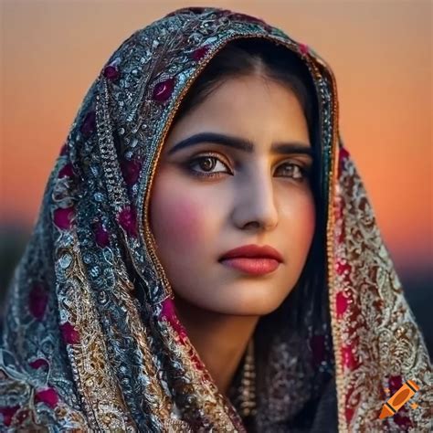 A Beautiful Kashmiri Girl Hazel Eye Detailed Hair Photorealistic Detailed Face Full Body