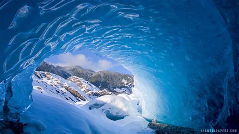 Landscape Ice Cave Nature Snow Blue Cyan 1920x1080 Wallpaper