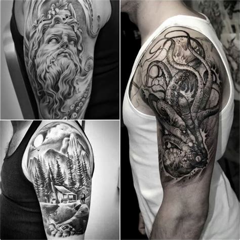 Black n grey demon tattoo design. Sleeve Tattoos for Men - Best Sleeve Tattoo Ideas and Designs