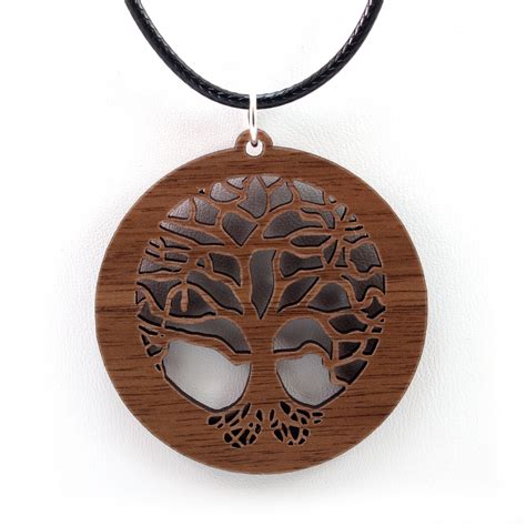 Tree Of Life Wooden Pendant Walnut Sustainable Wood Jewelry 2