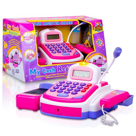 Ciftoys Toy Cash Register For Kids Pink Cashier Toy Playset For Girls