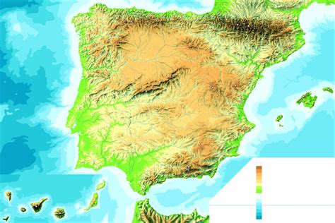Mapa físico de España mudo Tamaño completo